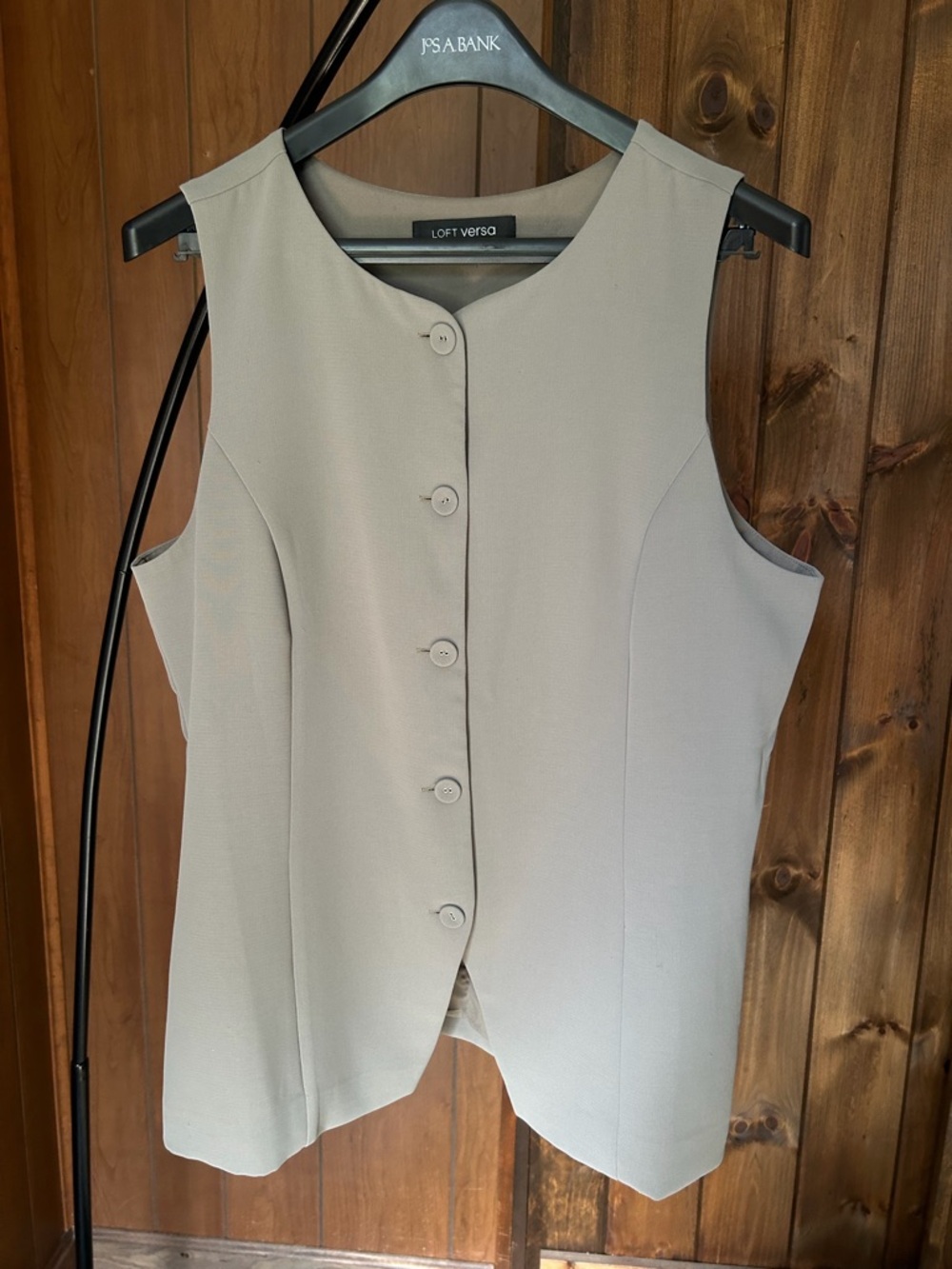 LOFT Versa Sleeveless Button-Front Shell in cool sage